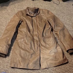Danier Brown Leather Jacket Classic Motorcycle Style
